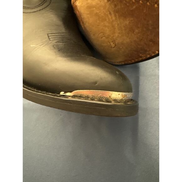 Vintage Durango Black Leather Cowboy Boots Steel Piece on Toe 7.5 Pre-owned - Picture 7 of 8